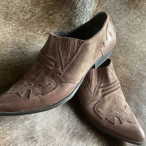 Dolce Vita Brown Suede Leather Iridescent Shimmer Western Design Booties